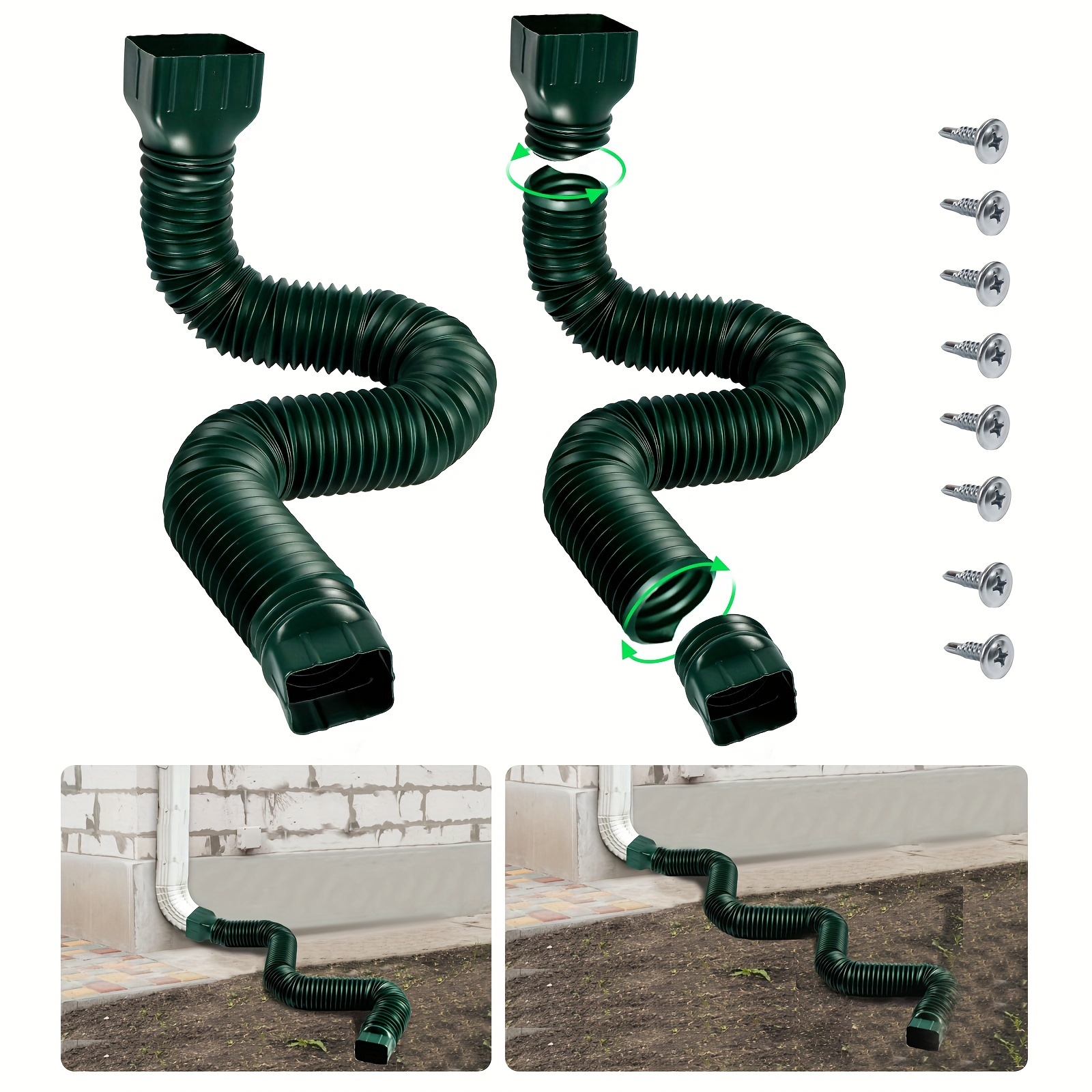 1pc/2pcs Upgrade Downspout Extender,abs+pe Folding Telescopic Rainwater Drainage Pipe Connector,flexible Rain Drain Extender From 16.14in-59.06in