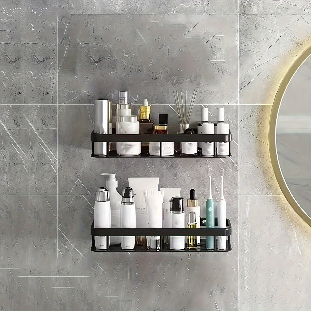 Wall Mounted Bathroom Shelf, Cosmetic Storage Rack, Shower Caddy