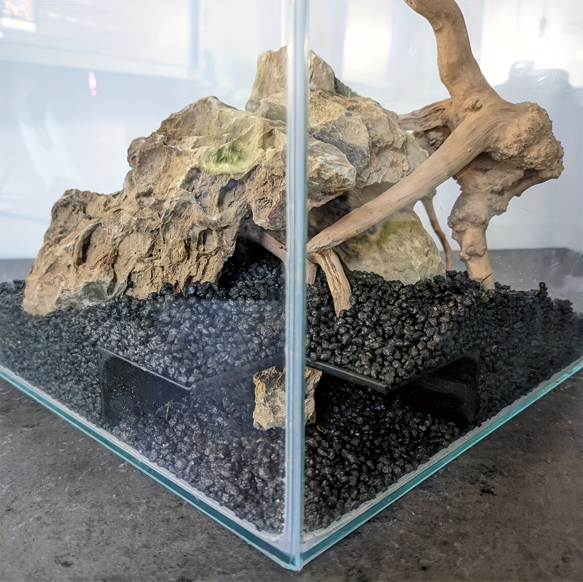 Aquarium Underground Corner House Fish Tank Landscaping Temu