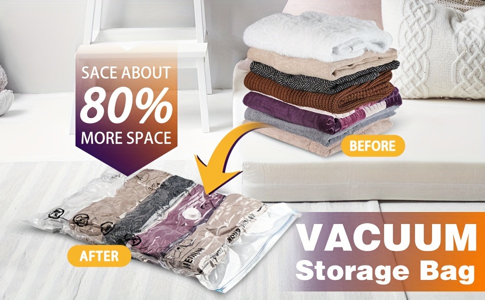 Vacuum Storage Bags With Hand Pump, Space Saver Vacuum Seal Storage Bags  Sealer Bags For Clothes, Clothing, Bedding, Comforter, Blanket - Temu