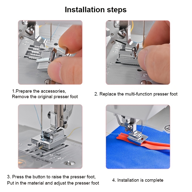 Invisible Zipper Foot Sewing Machine Presser Foot for Sewing Zippers - Fit for Singer, Brother, Babylock, Household Low Shank Sewing Machine