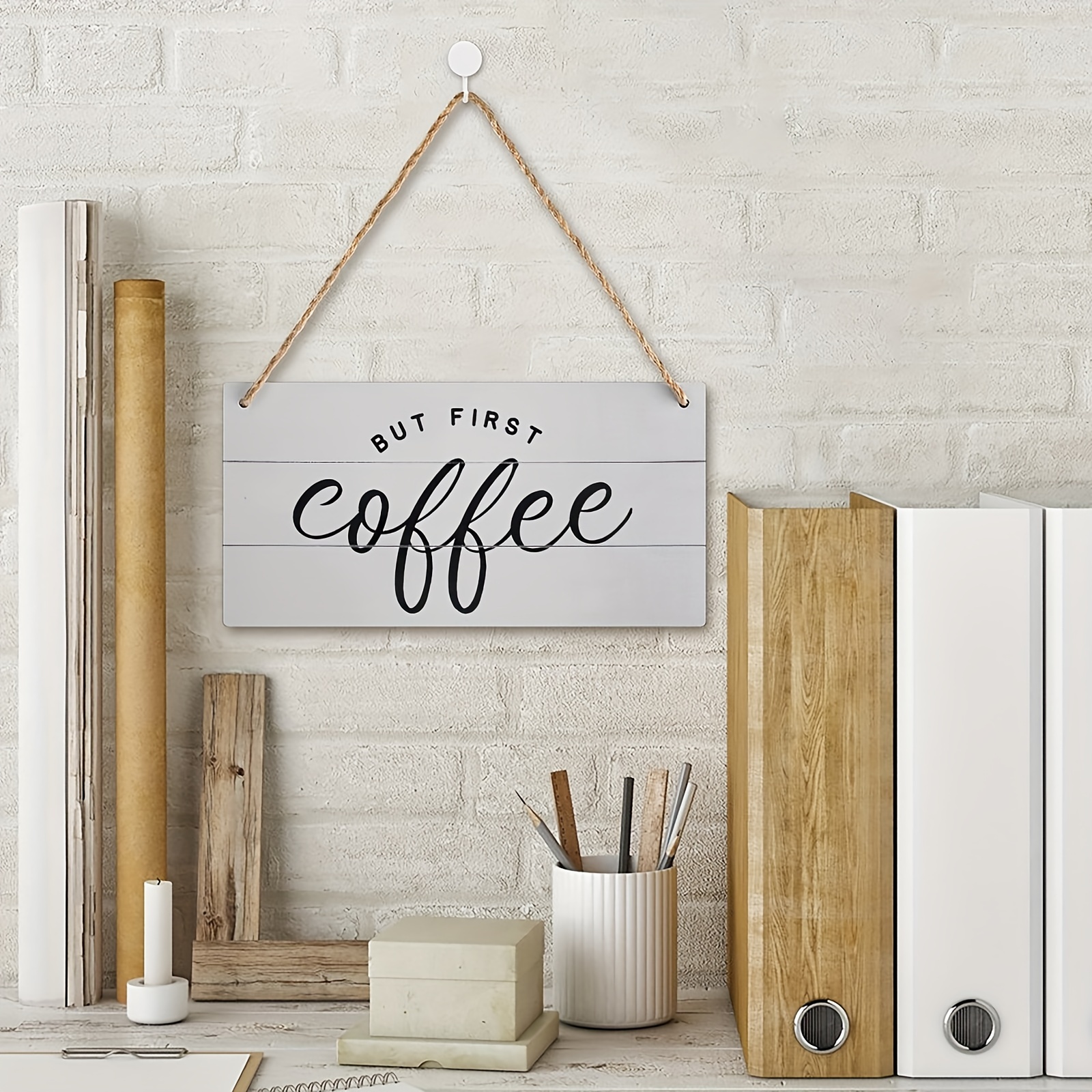 Coffee Bar Open Daily Cafe Decor Wood Hanging Plaque 5x10 Inch