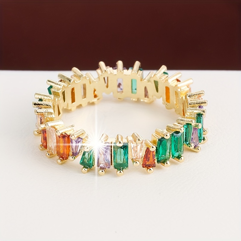 Geometric Zirconia Ring Women, Elegant Silver Jewelry