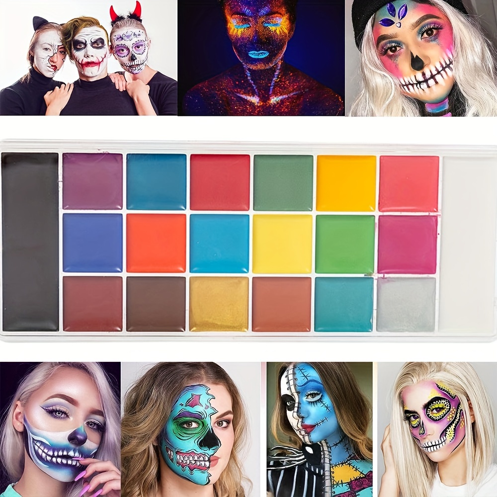 20 Colors Face And Body Paint Washable For Costume Body Art Adults Black  Stencils