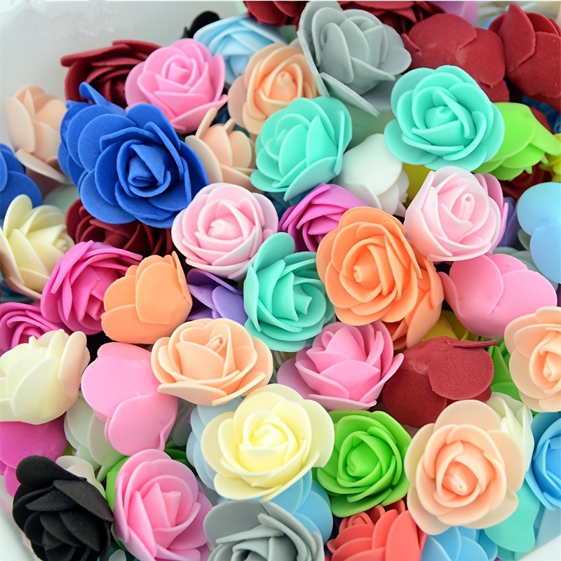 50Pcs 3Cm Mini Artificial Roses Heads Silk Flower Fake Flowers Small Flowers  for Crafts Wedding Party