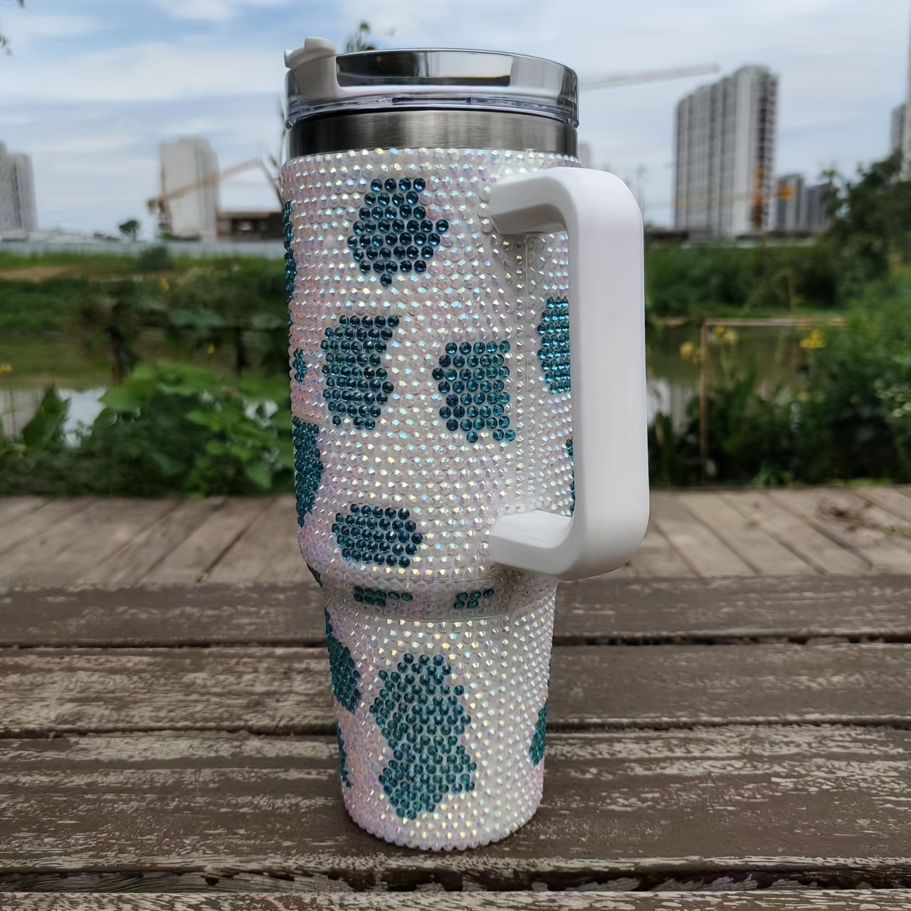 Cow Print Studded Tumbler With Lid And Straw, Stainless Steel Thermal Water  Bottle With Handle, Portable Drinking Cups, For Car, Home, Office, Summer  Drinkware, Travel Accessories, Birthday Gifts - Temu