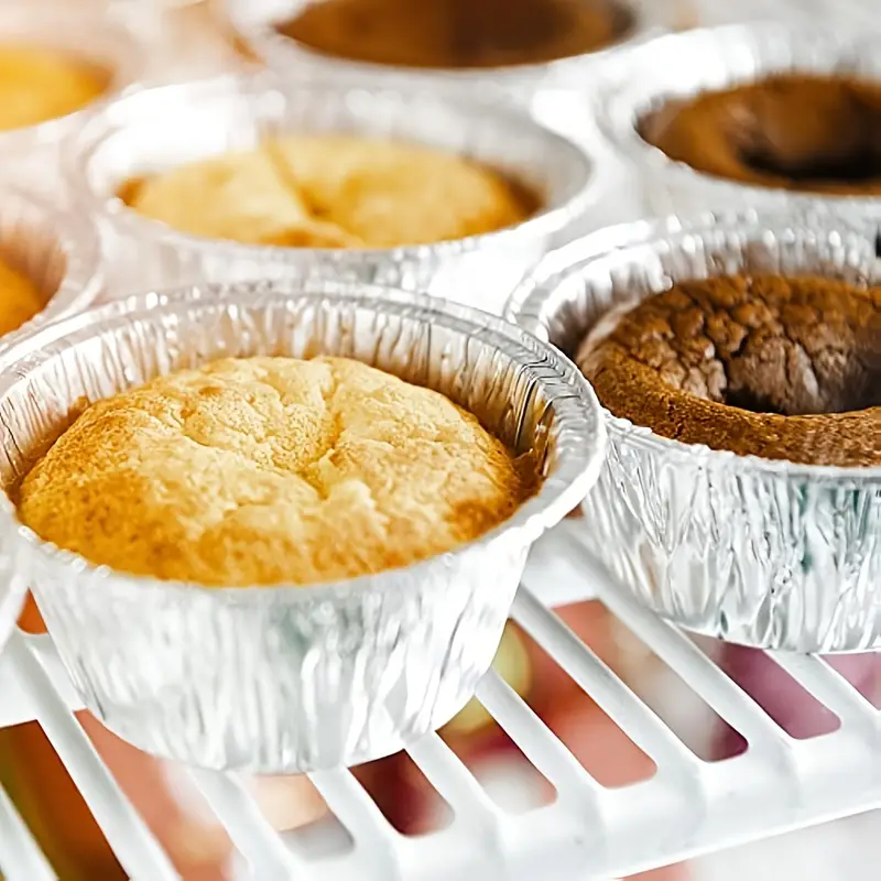 10pcs 20pcs 50pcs 3 2in round ramekins muffin cups tin foil cupcake pans disposable aluminum foil cups freezer oven safe details 4