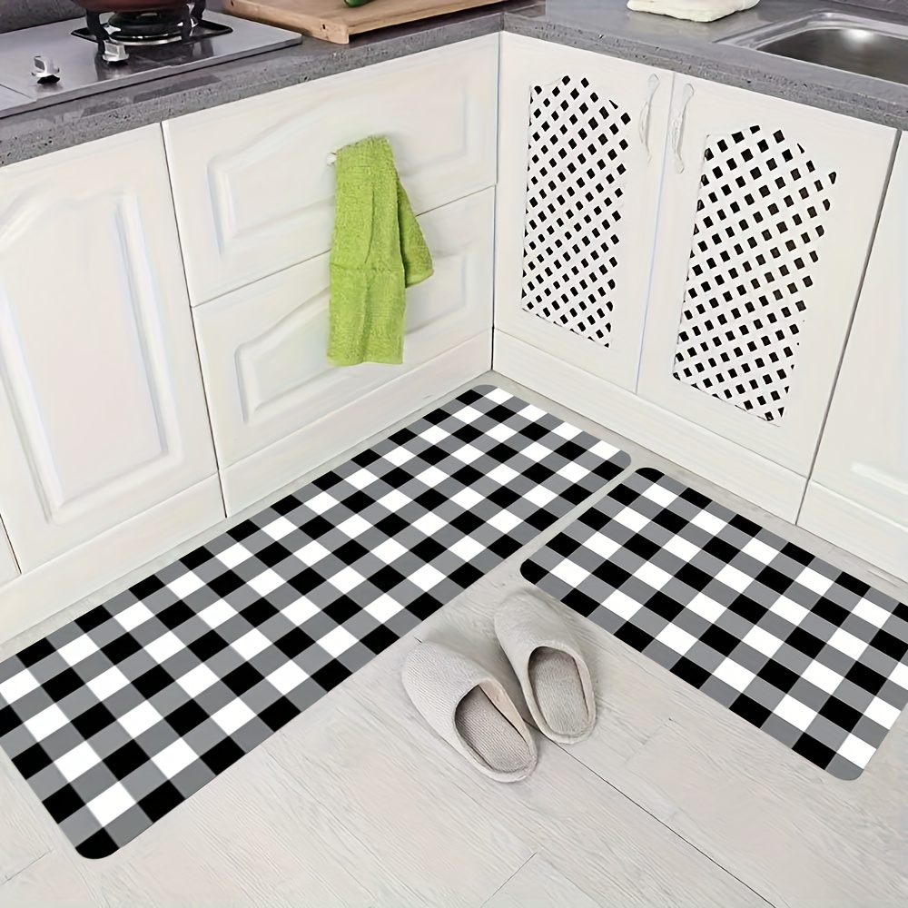 1pc Letter Graphic Kitchen Rug, Modern Chef Hat & Letter Graphic Polyester Floor  Mat For Kitchen