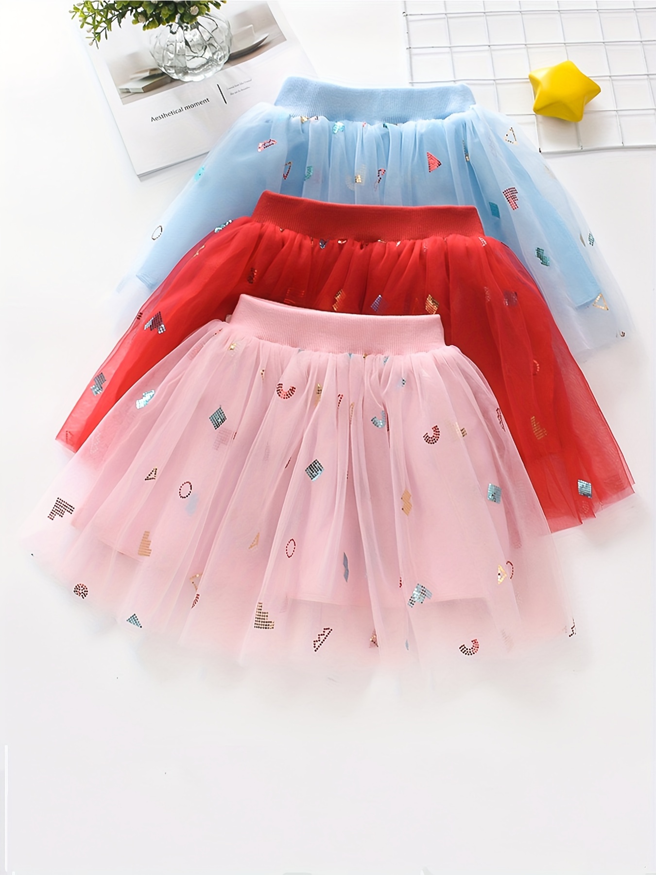 toddler girls sequin tutu skirt comfy mesh skirt for summer party dance performance gift ballet