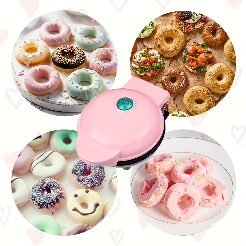 1PC US Plug 110V Mini Donut Maker Machine For Kid-Friendly Breakfast,  Snacks, Desserts & More With Non-stick Surface, Makes 7 Doughnuts, Donut  Print Pink Blue Red
