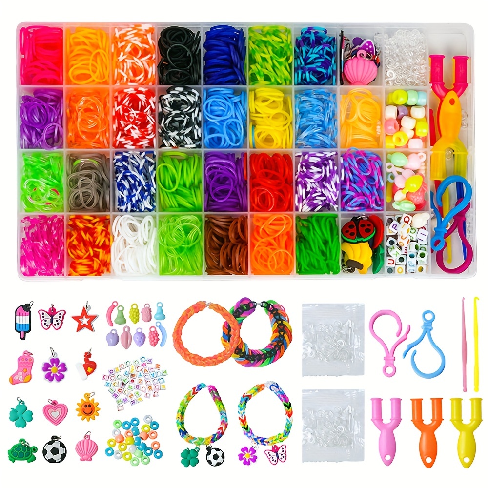 Diy Looming Band Kit Rainbow Colorful Rubber Band Knitter - Temu
