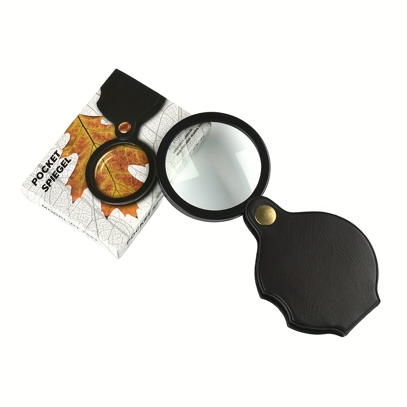GLEAVI 4pcs Folding Magnifying Glass Pocket Magnifying Glass Magnifying  Glass for Coins Pocket Magnifier Magnafining Glass with Light 100x  Magnifying
