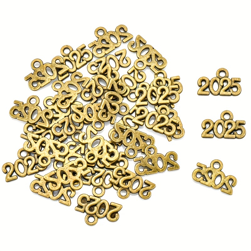 60pcs 2024 Year for Jewelry, Jewels Making Charms, Alloy 2024 Figures Number Charm Pendant for Keychain Necklace Bracelet Jewelry Making Craft,Temu