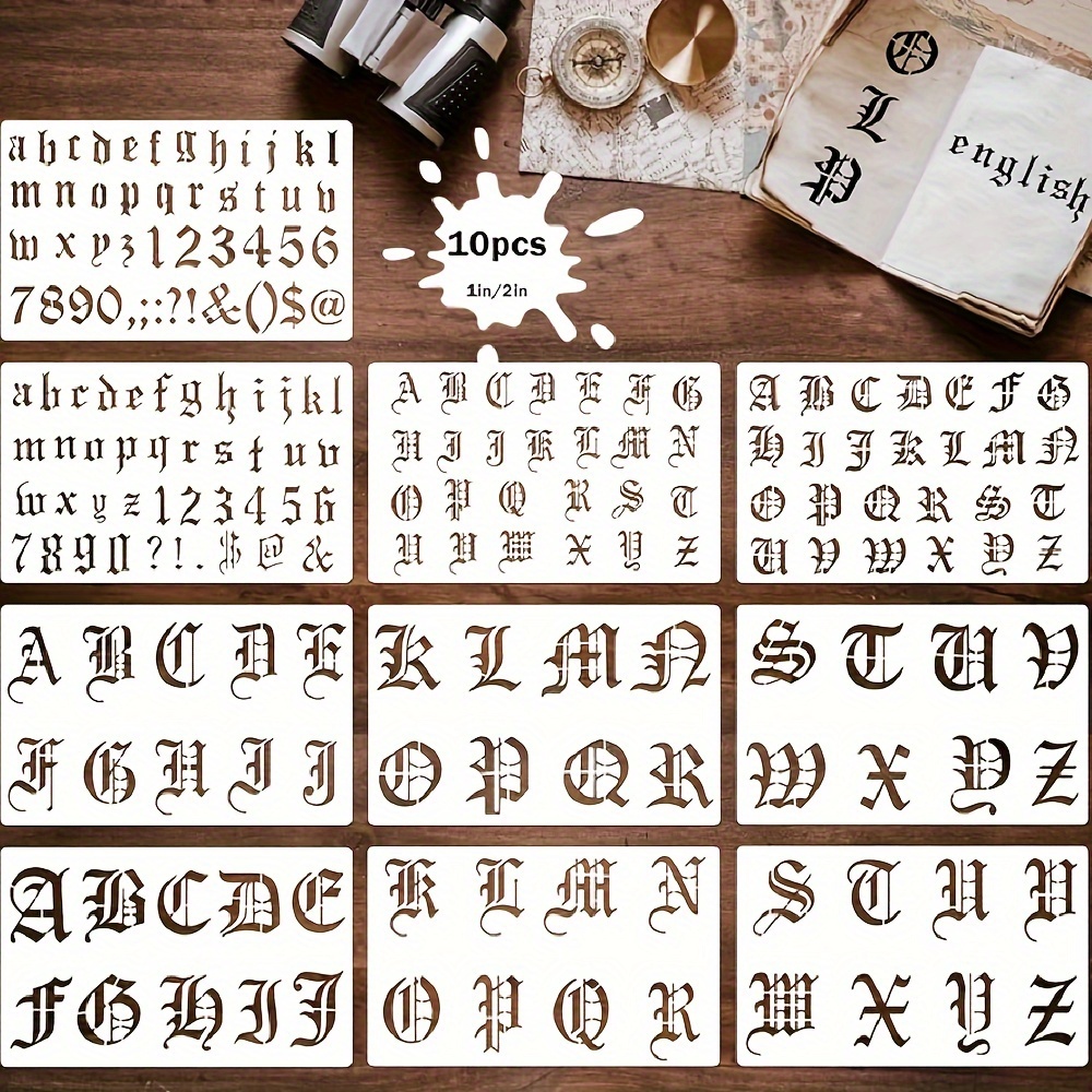 Old English Font Alphabet Stencil, Letter Stencils