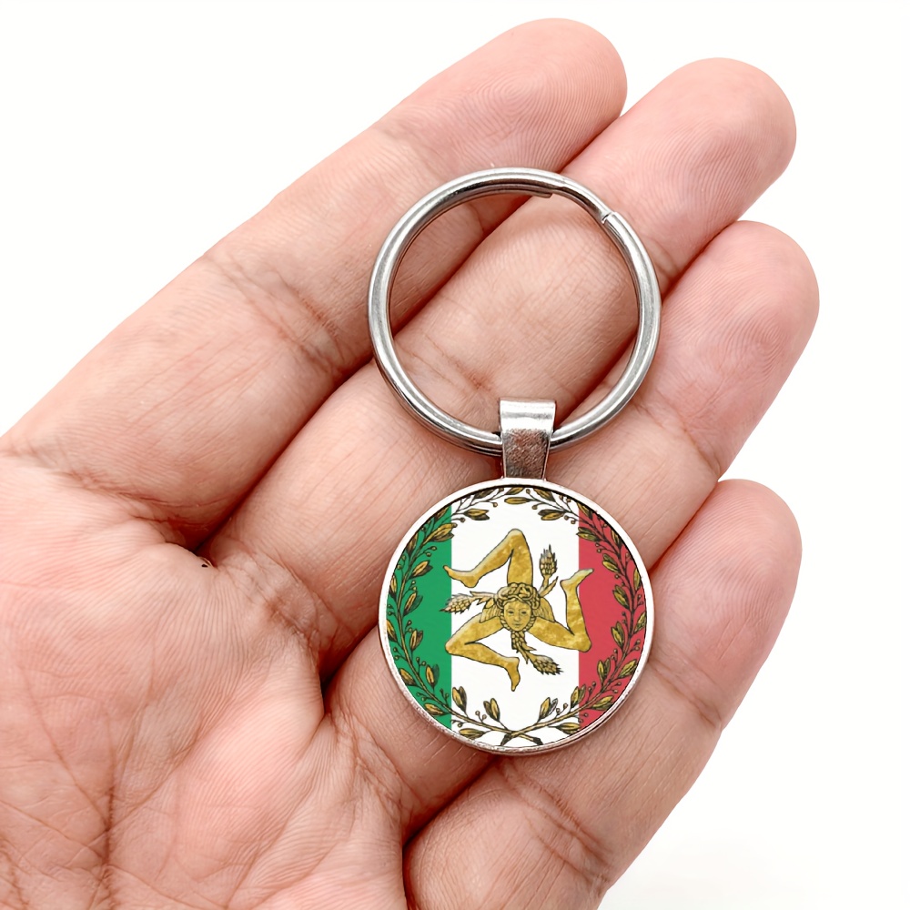 Italia Sicily Wreath Keychain/necklace Stainless Steel - Temu