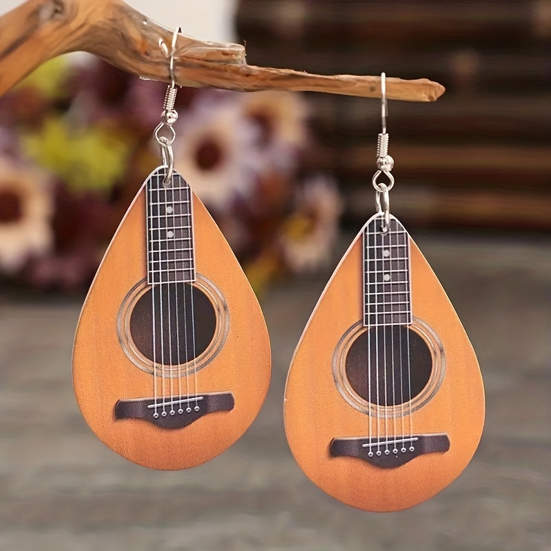 Orecchini Pendenti In Legno Con Motivo Chitarra A Forma Di Goccia Dacqua,  Regalo Alla Moda In Stile Elegante Per Gli Amanti Della Musica - Moda Per  Bambini - Temu Switzerland