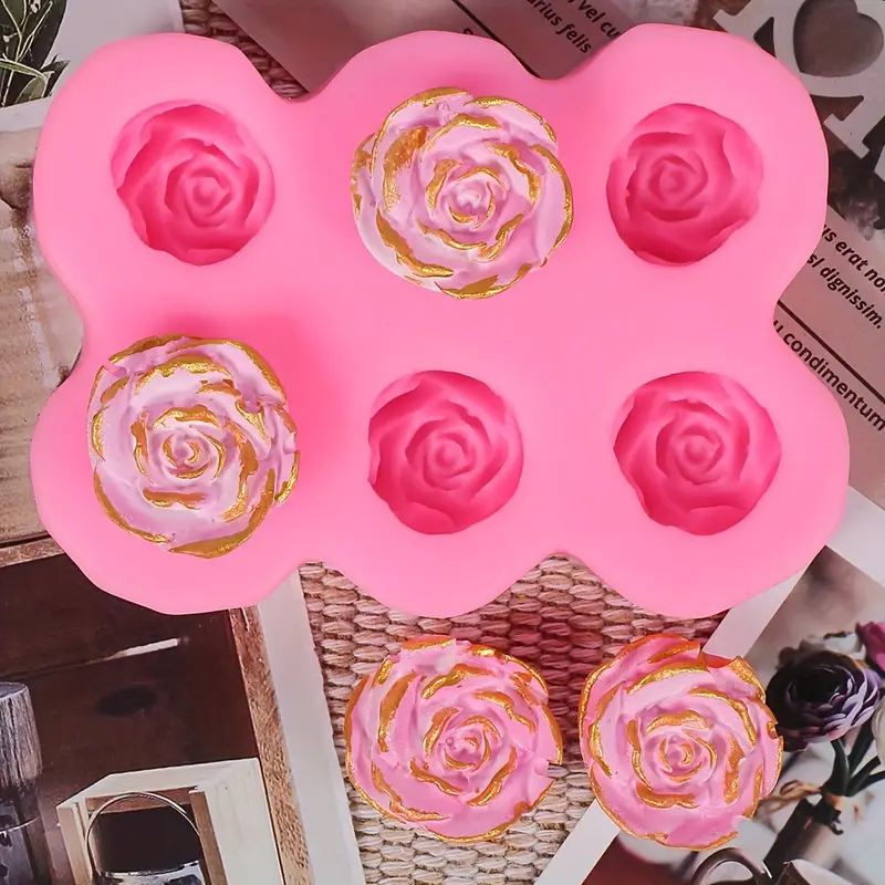 6 Cavity Rose Flower Silicone Mold Chocolate Tray Mould For - Temu