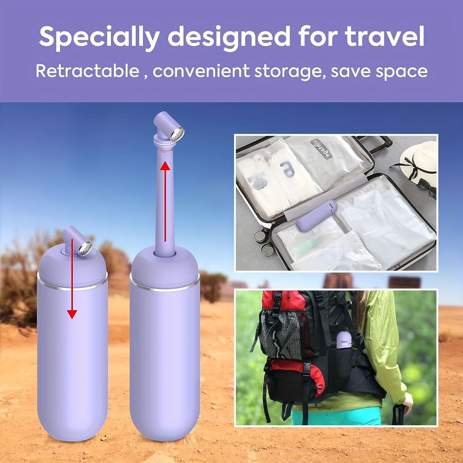 Portable Bidet 380 ML – Collapsible Travel Personal Hygiene Sprayer For Camping, Postpartum, Hemorrhoid Relief, With Leakproof Pouch