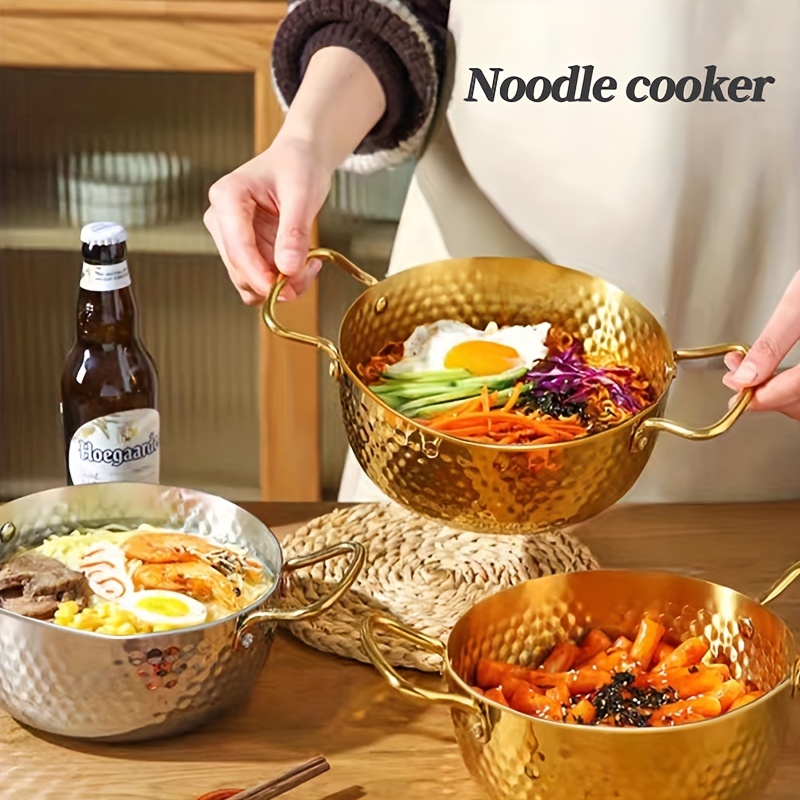 Stainless Steel Korean-style Pot, Seafood Plate, Hot Pot Noodle Bowl,  Spaghetti Bowl, Korean Pot, Suitable For Induction Cooker And Gas Stove,  Suitable For Restaurant And Family Gatherings, Can Be Stacked And Stored