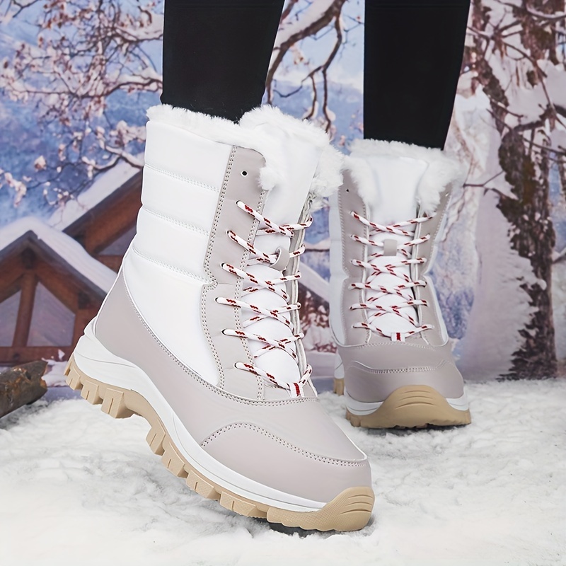 Women's Snow Boots Lace Up Platform Comfortable Walking Shoes