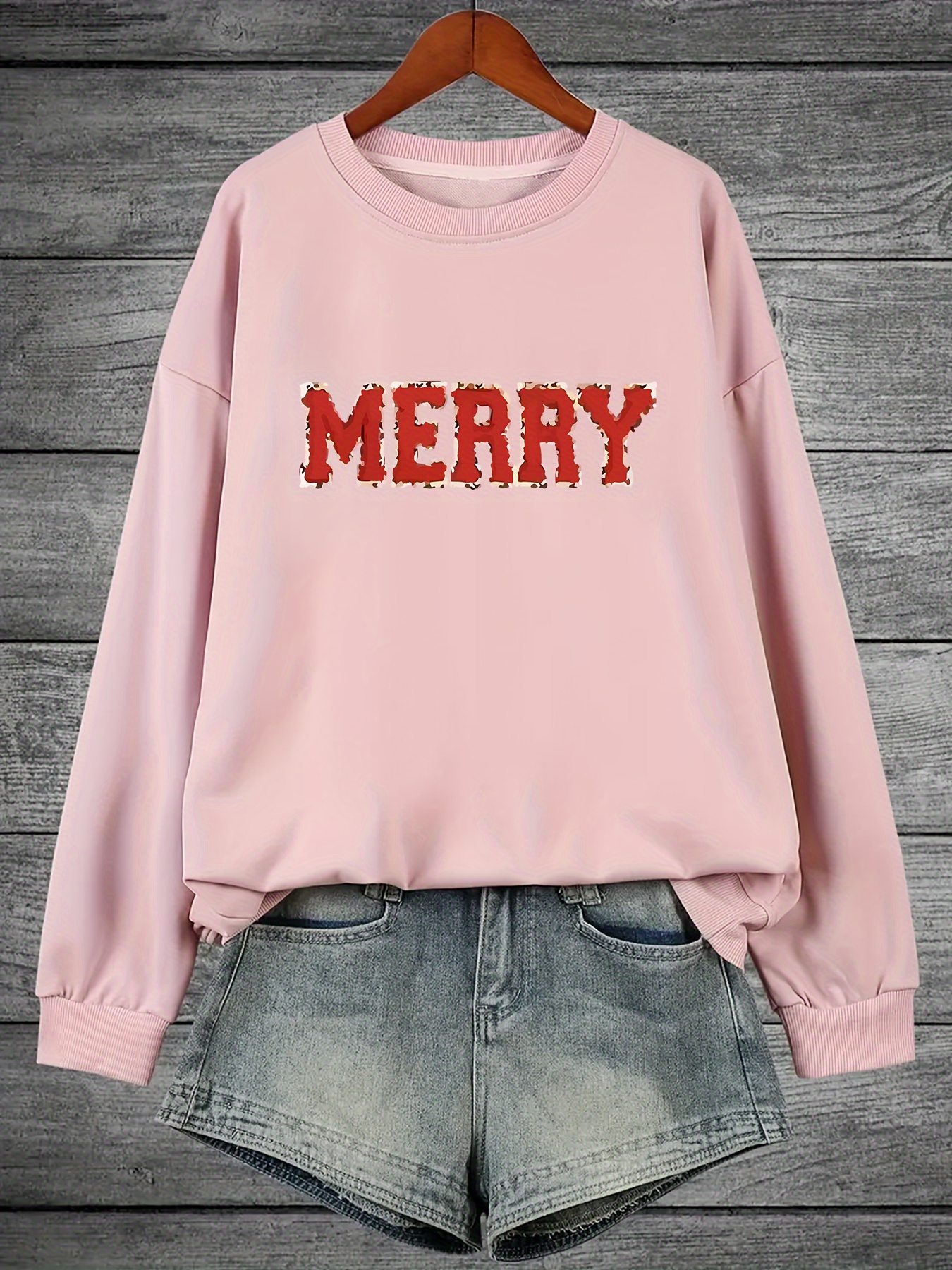 Letter Print Sweatshirt Plus Size Casual Long Sleeve Crew Temu Canada