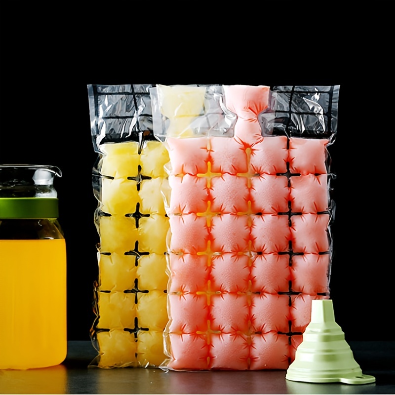 Disposable Ice Cube Bag 100 Pack tray (2400 Cubes 100 Bags) Frozen juice  liquid