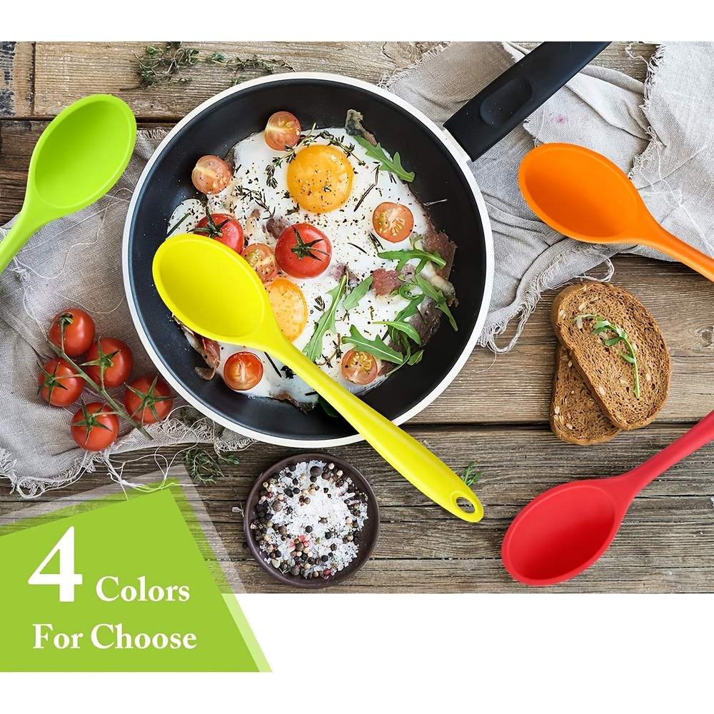 4 cucharones de silicona para cocinar, 4 colores, cucharón de sopa medio,  cucharas de cocina resistentes al calor, cucharas de cocina para cocinar y