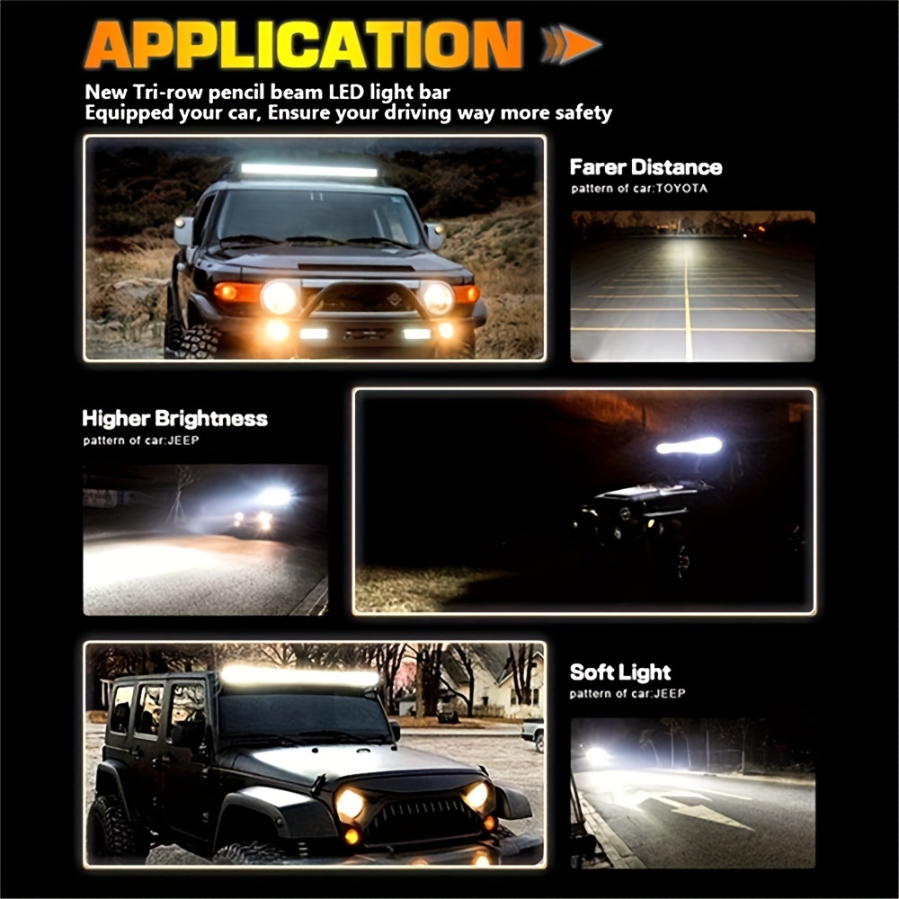 Car Led Work Light Bar Spot Flood Beams Combo Offroad Truck - Temu