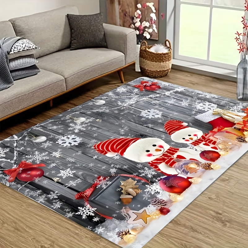 Round Area Rugs Merry Christmas Winter Holiday Snowman Super Soft Indoor  Stain-Proof Carpet Floor Mat Non-Skid Runner Rugs for Home Living Room