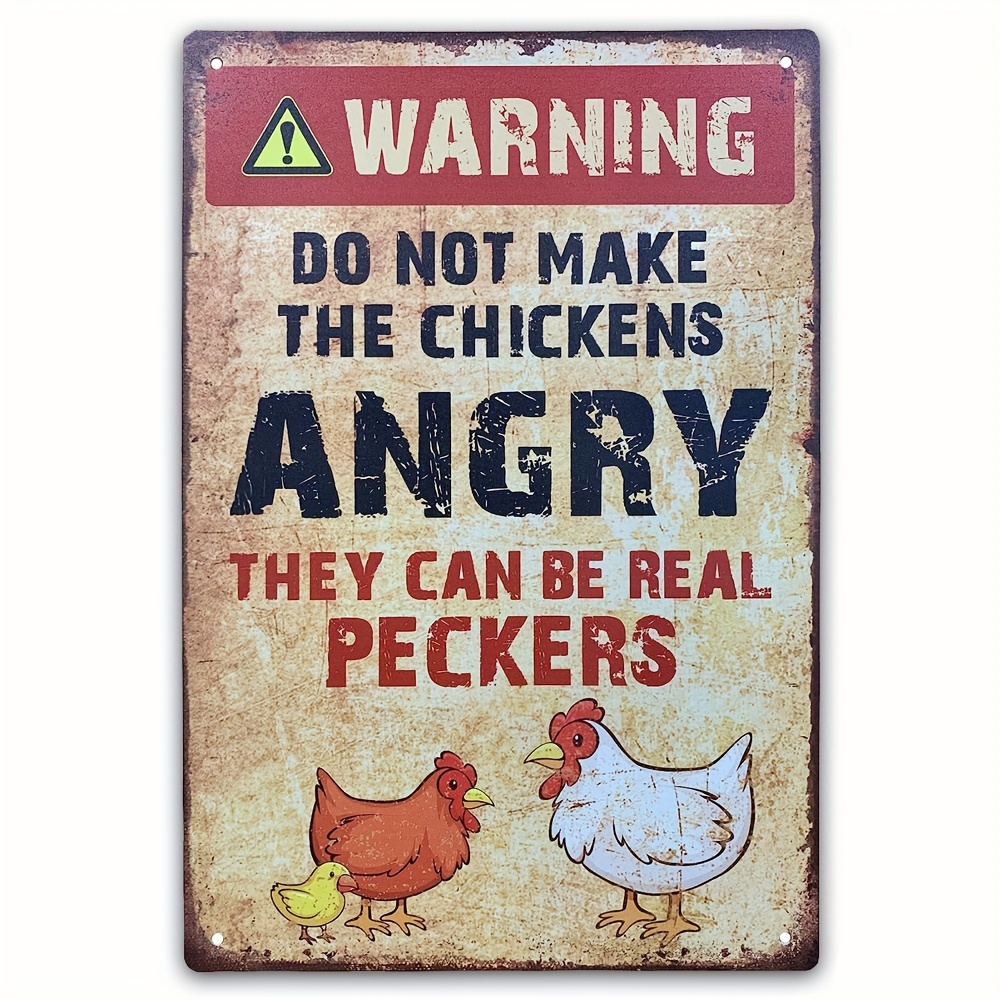 

1pc Metal Sign Chicken Coop Accessories Signs, Beware Of Chicken Sign Funny Ornament, Rustic Metal Outdoor, Farmhouse Vintage Decorations For Home 8"*12