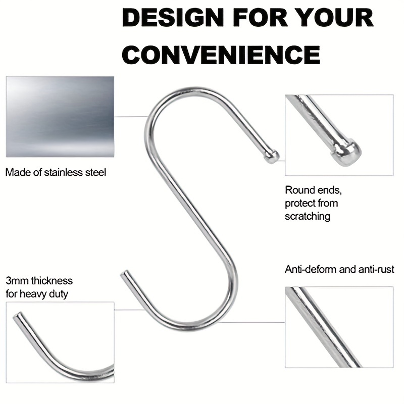 Stainless Steel S Shaped Hook Kitchen Bathroom Clothing S - Temu