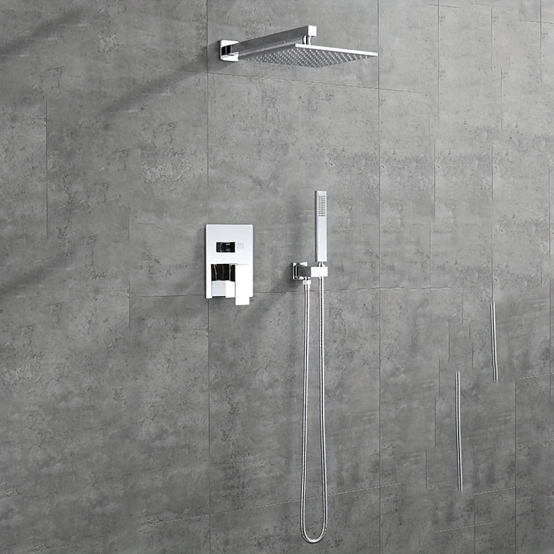  Grifo de ducha de lluvia sistema mezclador conjunto de ducha  ducha de mano agua caliente y fría montado en la pared grifo ajustable  cromado, negro mate : Herramientas y Mejoras del