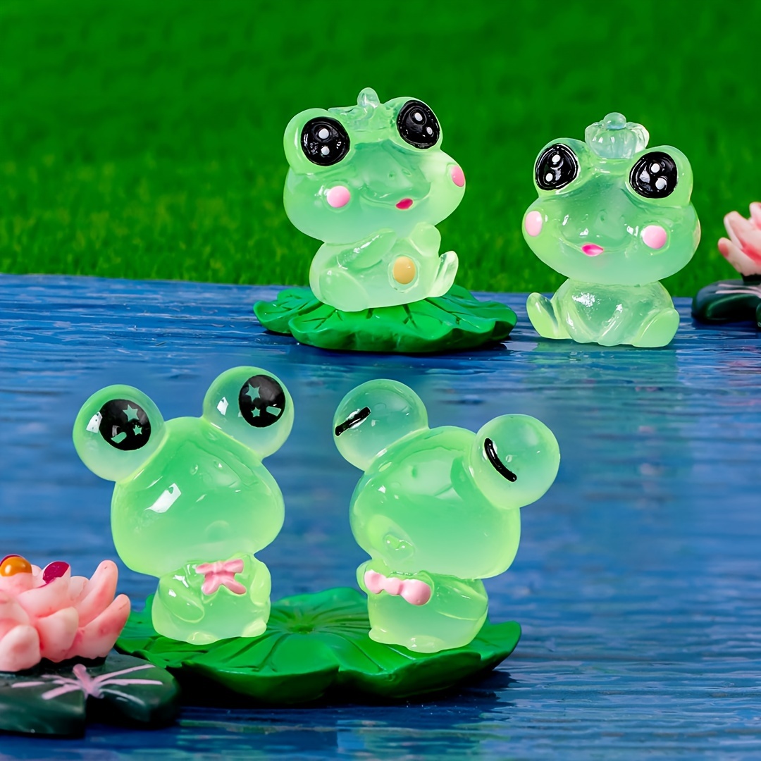 SweetCandy Resin Mini Frogs Green Frog Miniature Figurines Animals Model  Fairy Garden Miniature Moss Landscape DIY Terrarium Crafts Ornament  Accessories for Home Decor 