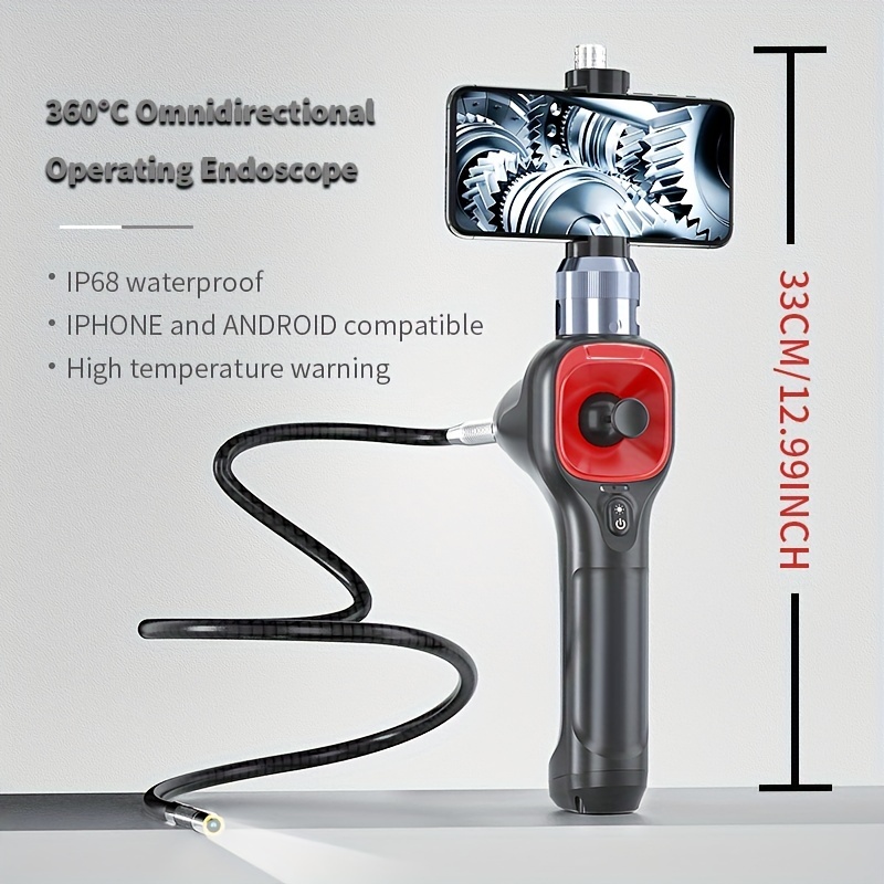 360 degrés Direction Industrielle Endoscope Caméra 360 ° Rotation  Automatique Double Lentille 4.3 ''IPS Écran Endoscope D'inspection 9 leds  32 GO