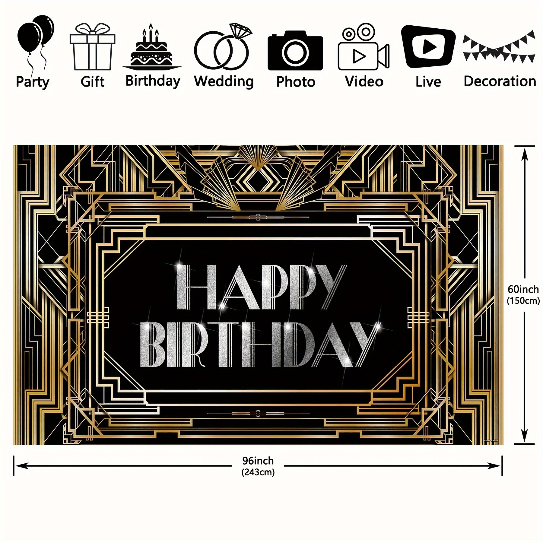 Roaring 20s Party Decorations Birthday Backdrop Banner for Women Men 1920s  Great Gatsby Themed Background Bday Black and Gold Favors Props Photography