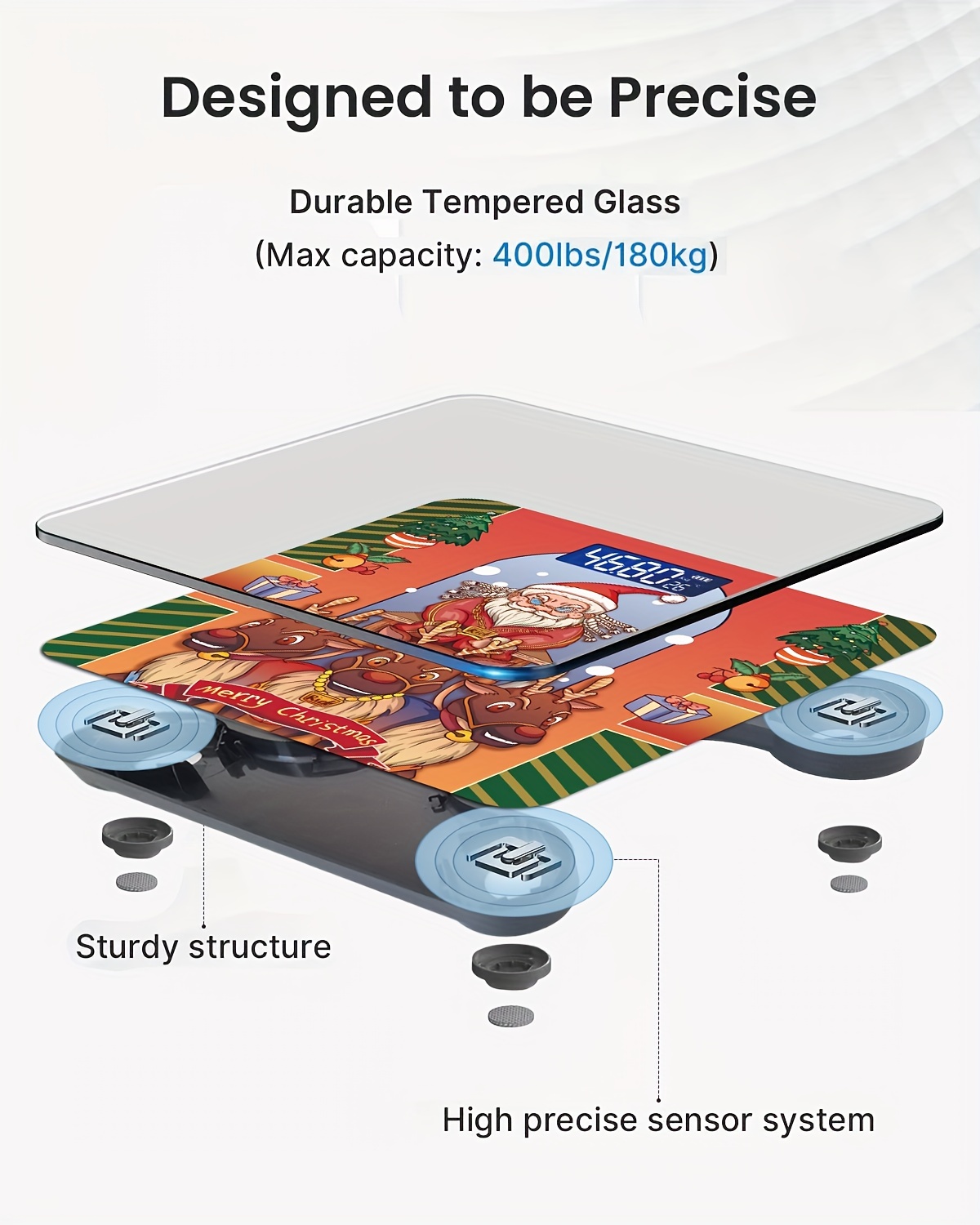  Digital Body Weight Scale - 4 High Precision Sensors Body  Weight Scale with Step-On, Auto-Calibrated & Auto ON/Off Technology, Wide  Sturdy Tempered Glass Bathroom Scale, Round Corner Safe Design : Health