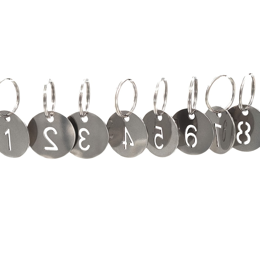 304 Stainless Steel Key Tags With Ring 10 Pcs 25mm Hollowed Number Id Tags  Key Chain Numbered Key Rings - Temu
