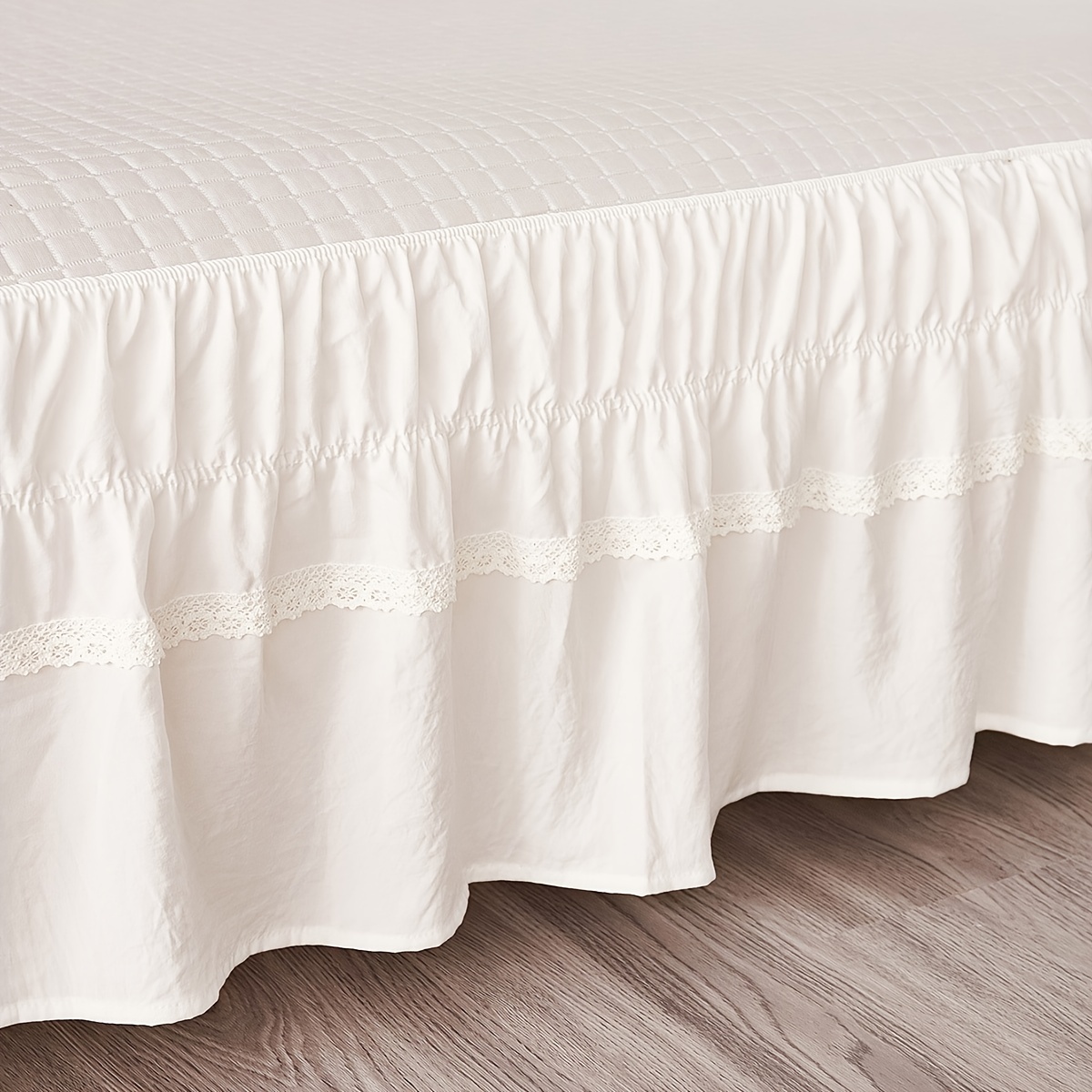 Wrap Around Easy Fit Bed Skirt Bedding Valance Elastic Band Bed Apron  Ruffled