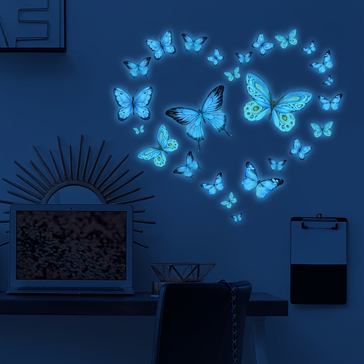 LOT DE 12 autocollants muraux papillon 3D vibrants pour décoration