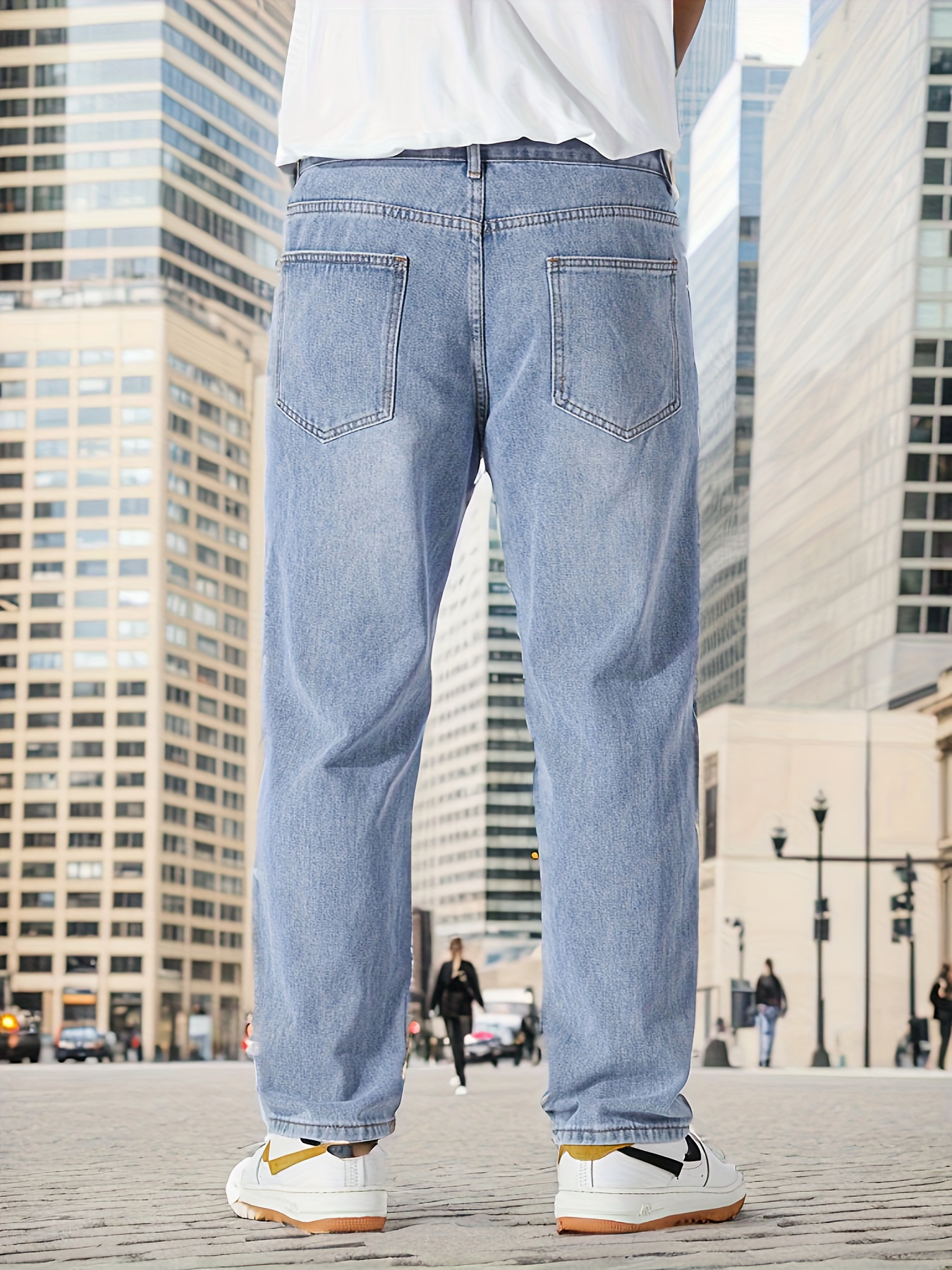 Wozhidaoke Mens Jeans Jeans for Men Leg Men'S Pants Plus-Size Street Jeans  Fashion Trousers Loose Wide Men'S Pants Baggy Jeans Black M 