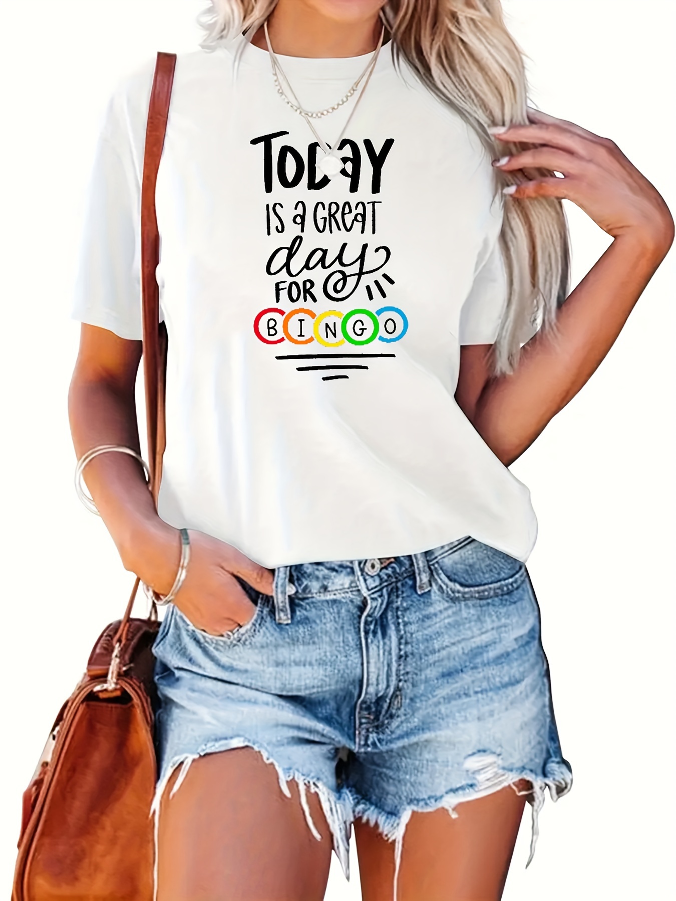 Letter Print T shirt Short Sleeve Crew Neck Casual Top - Temu Canada