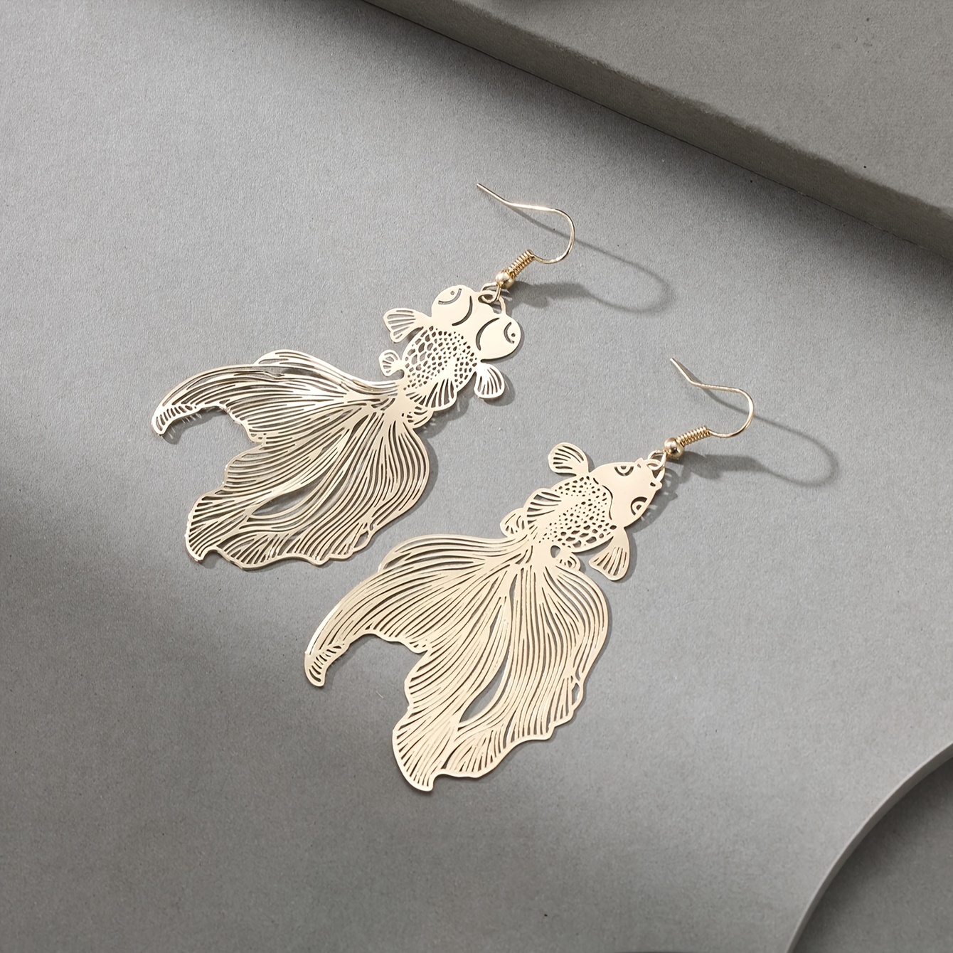 Dangle Earrings with Auspicious Fish Design, Gift for Her