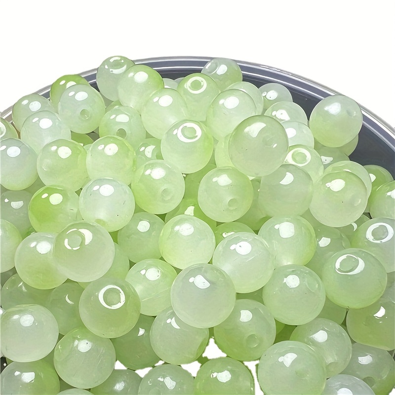 100/200/500pcs 8mm Glass Imitation Jade Bead Gradient Double Color Round Bead Handmade DIY Bracelet Necklace Jewelry Making Loose Bead Material