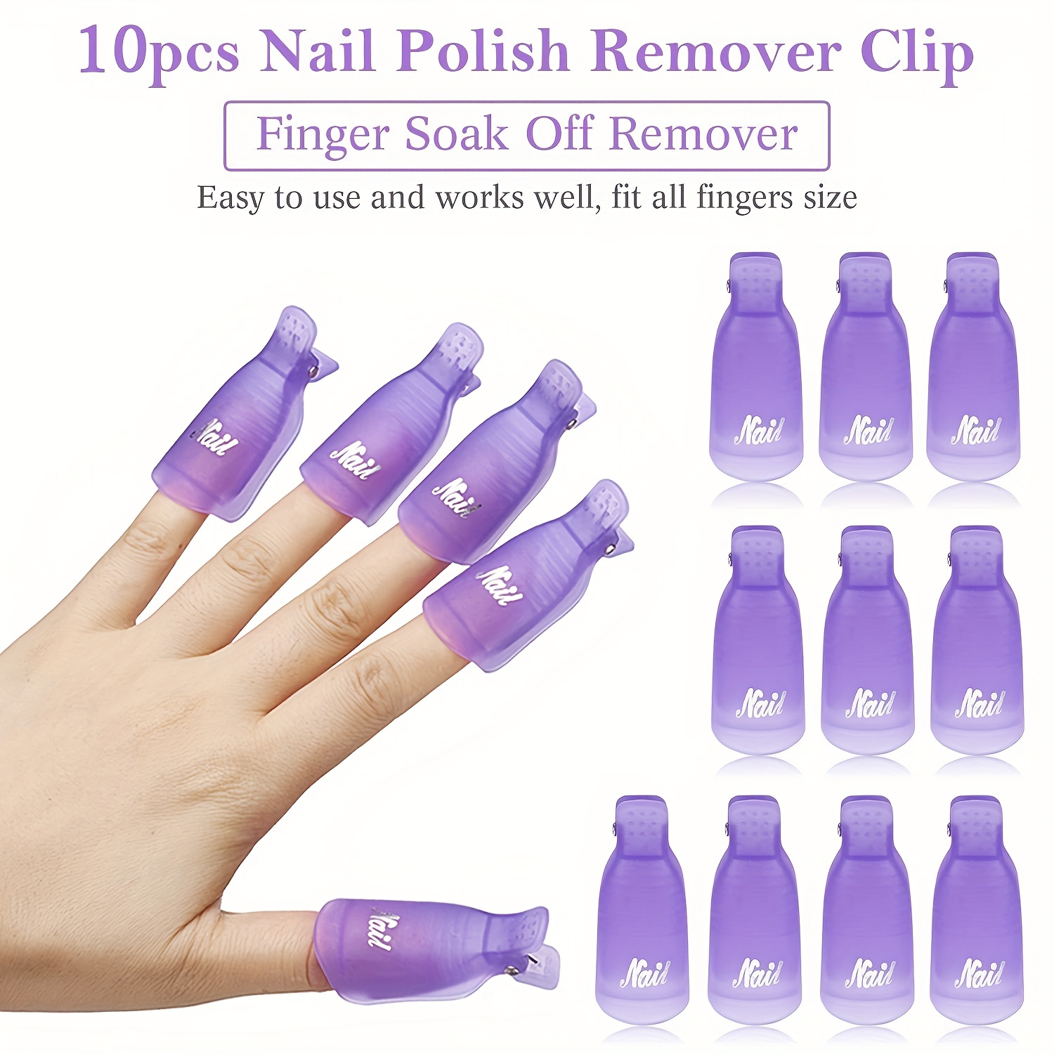 Gel Polish Remover Kit 10 Pieces Nail Polish Remover Clips for Polygel or Dip Nail with Lint Free Nail Wipes Nail Files and Buffer Block Stainless