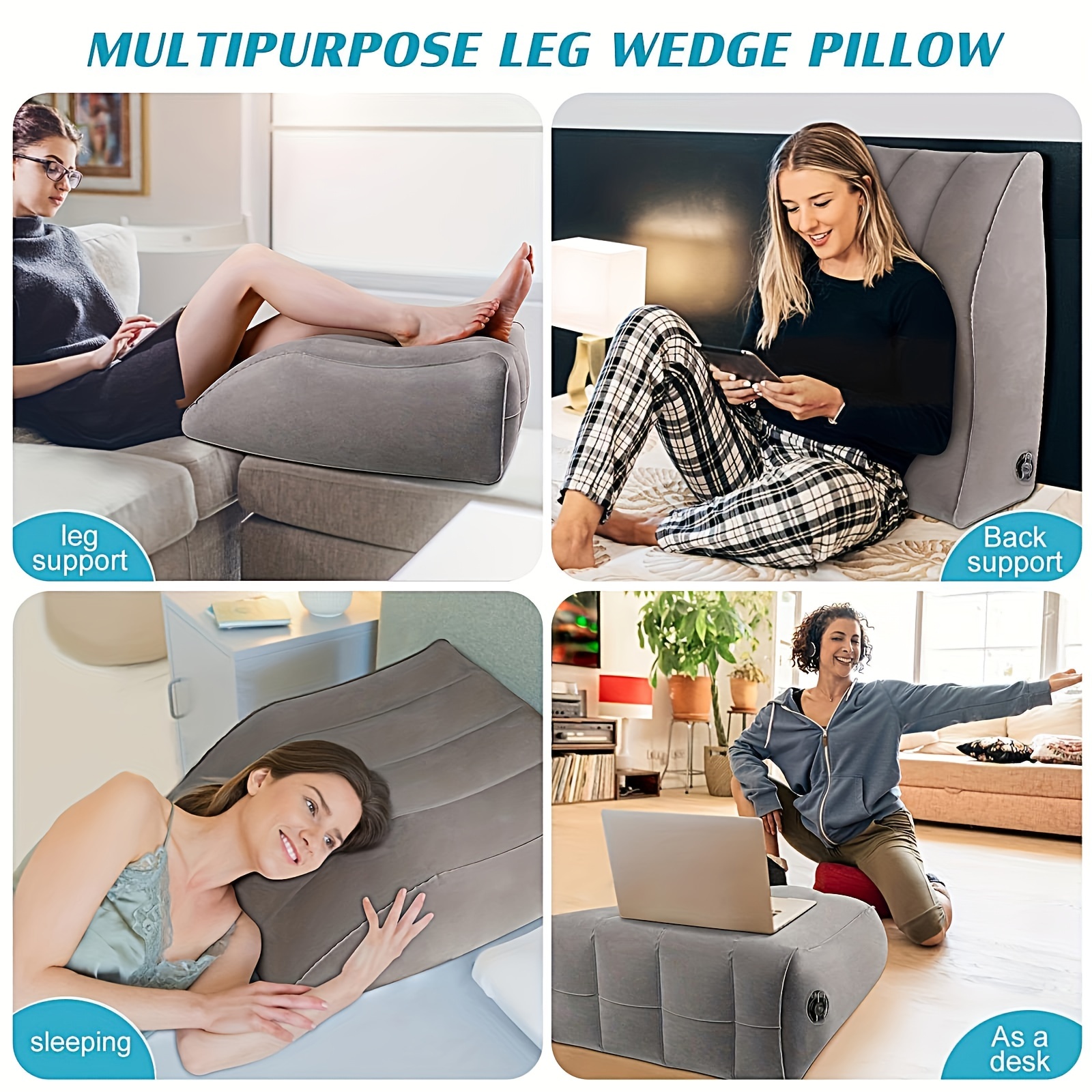 Leg Elevation Pillow Inflatable Wedge Pillows Comfort Leg Pillows For Sleeping  Leg & Back Relax Leg Support Pillow Leg Wedge Pillows For After Aurgery,  Hip, Foot, Ankle Recovery - Temu