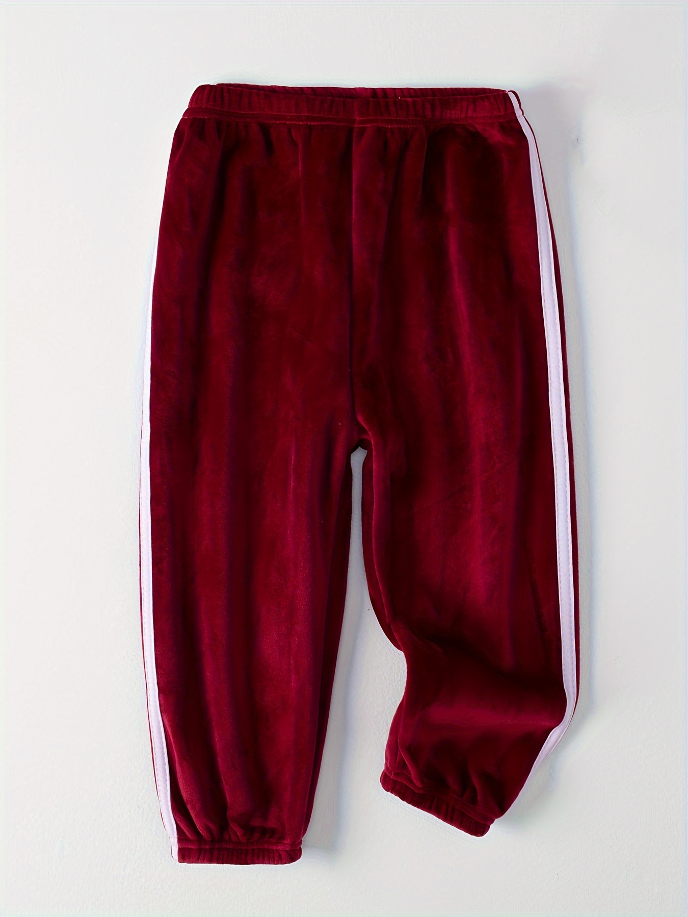 Girls Side Striped Thick Fleece Warm Jogger Trousers Fall - Temu Philippines