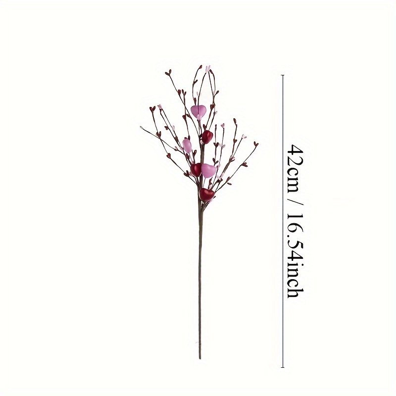 Artificial Heart Shaped Flower Stems Faux Red Berries - Temu