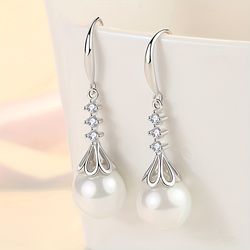 Silver Drop Wedding Earrings - Temu