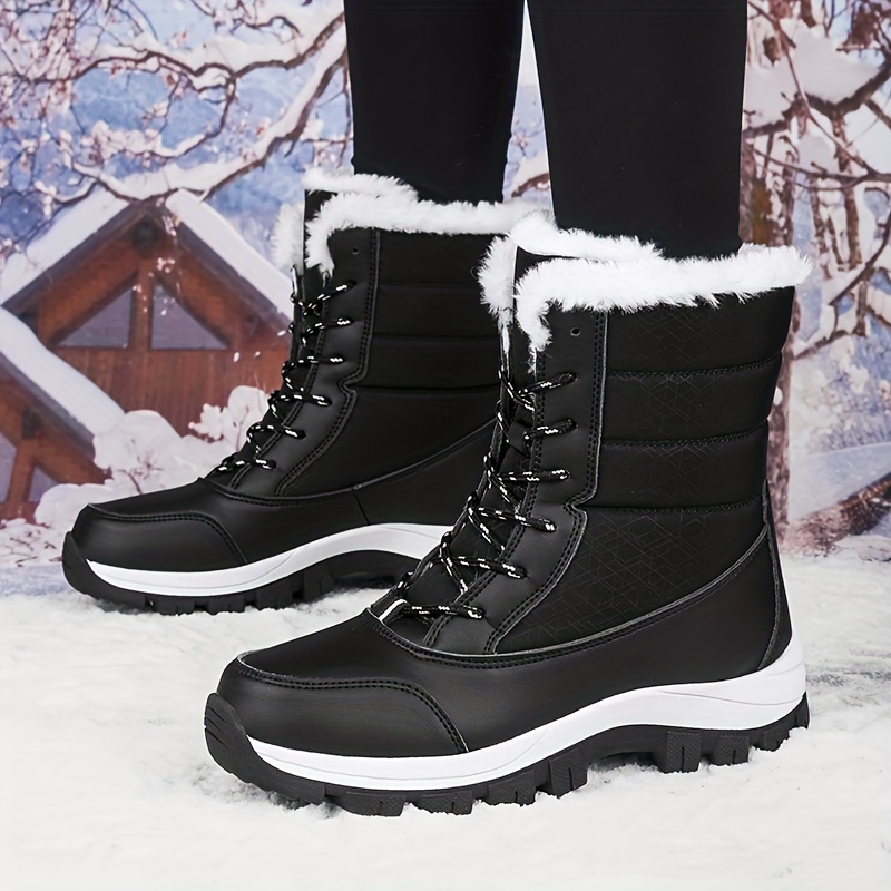 Women's Snow Boots Lace Up Platform Comfortable Walking Shoes