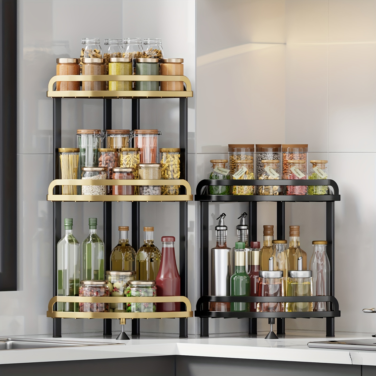 2/3-tier Spice Rack Organizer For Countertop, Kitchen Countertop
